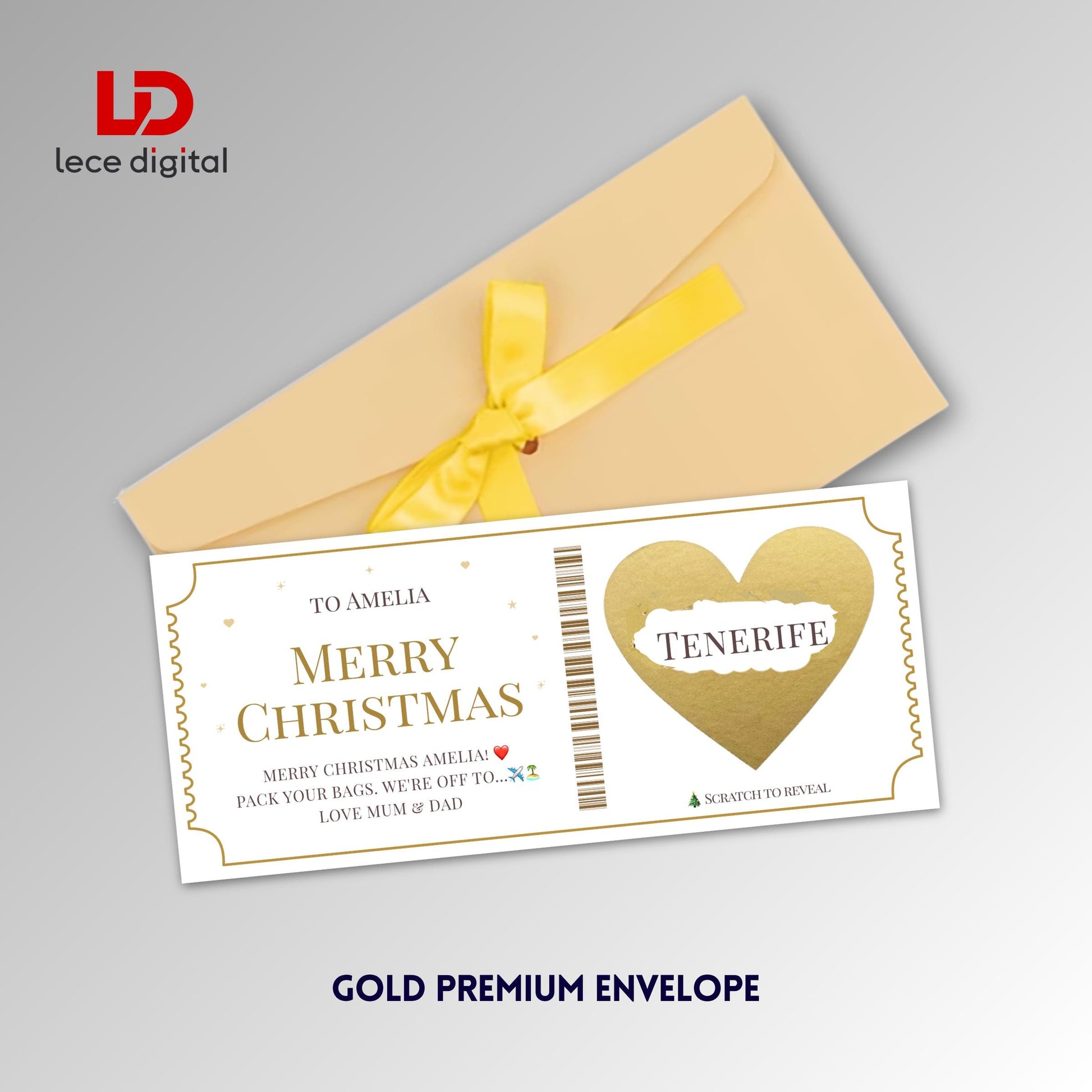 Personalised Christmas Scratch Card, Scratch to Reveal Holiday, Custom Travel Voucher, Xmas Gift – image 5