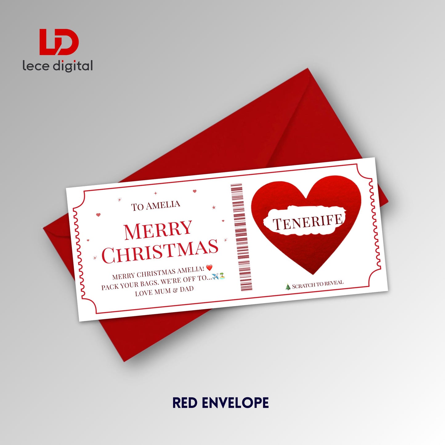 Personalised Christmas Scratch Card, Scratch to Reveal Holiday, Custom Travel Voucher, Xmas Gift – image 1