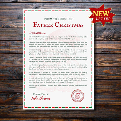 Personalised Santa Letter, Nice List Certificate, Letter from Father Christmas, Eve Box, Magic Gift