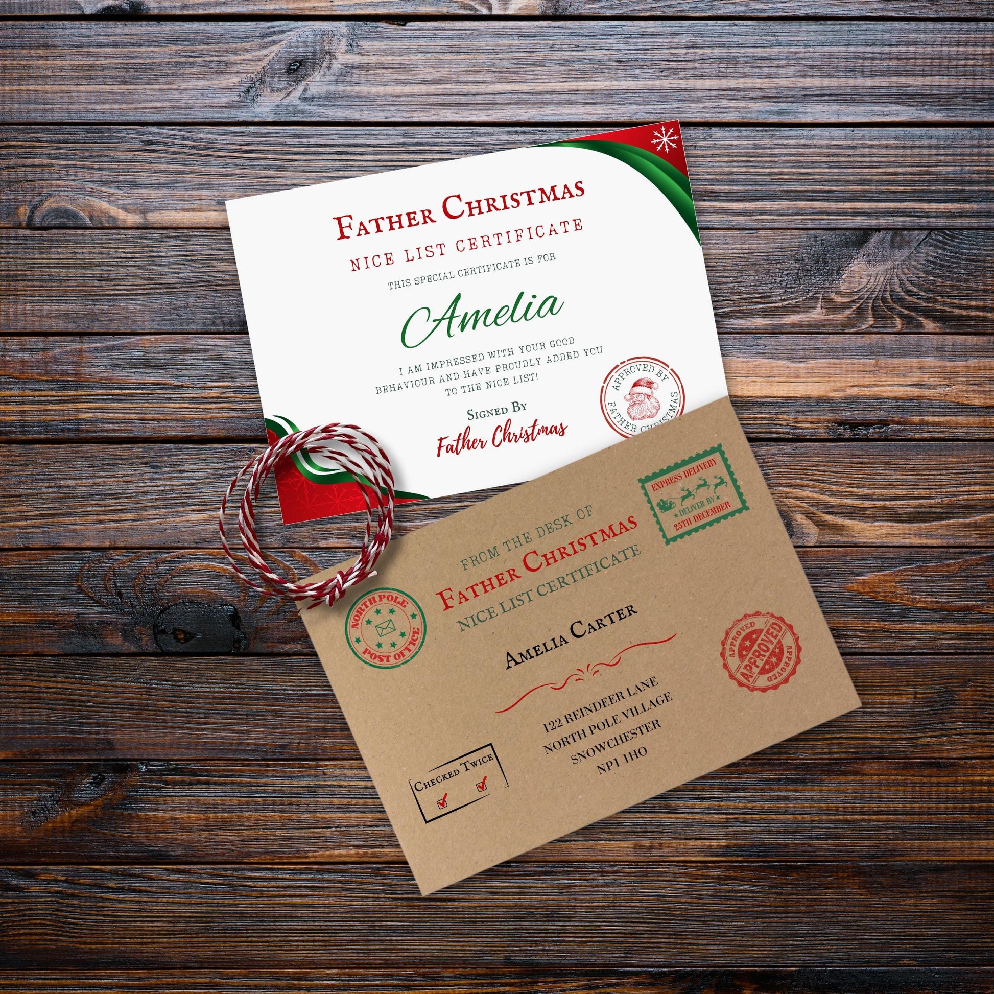 Personalised Santa Letter, Nice List Certificate, Letter from Father Christmas, Eve Box, Magic Gift