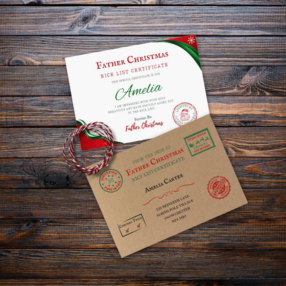 Personalised Santa Letter, Nice List Certificate, Letter from Father Christmas, Eve Box, Magic Gift